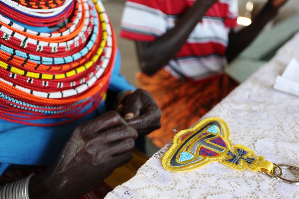 Vivienne Westwood keyring being beaded by the Maasai in Kenya